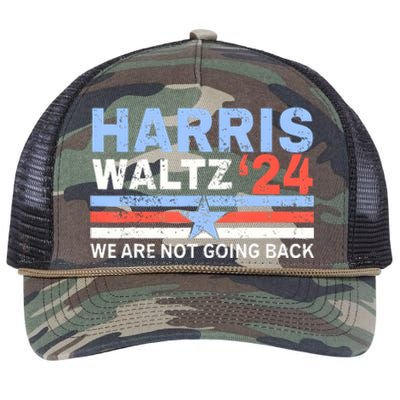 Harriswaltz 2024 WeRe Not Going Back Vote For 2024 Retro Rope Trucker Hat Cap