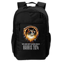 Harris 2024 We Are Not Going Back Funny Cat On Fire Democrat Daily Commute Backpack