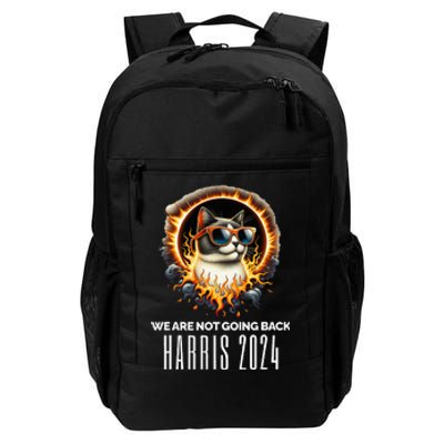 Harris 2024 We Are Not Going Back Funny Cat On Fire Democrat Daily Commute Backpack