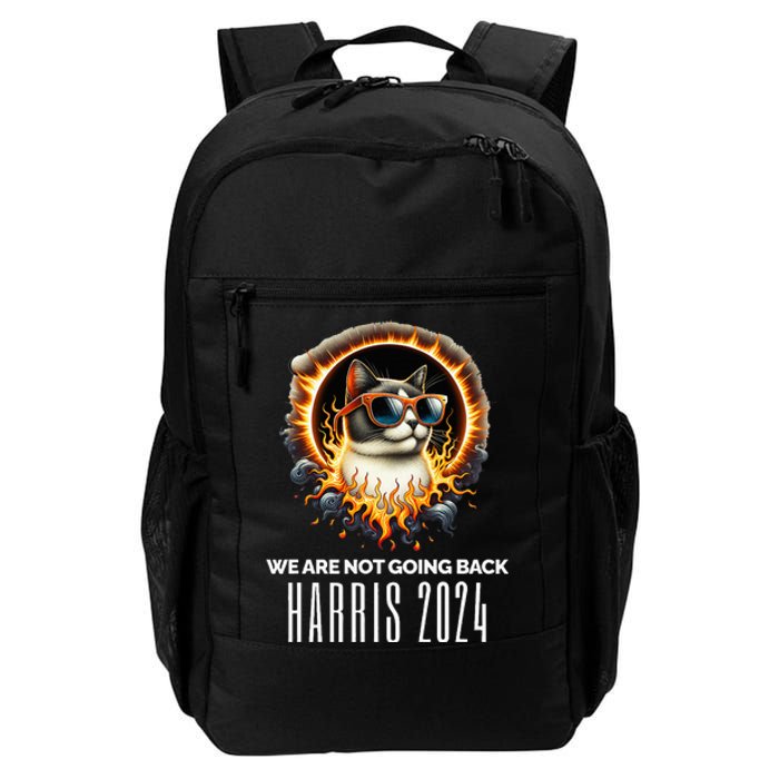 Harris 2024 We Are Not Going Back Funny Cat On Fire Democrat Daily Commute Backpack