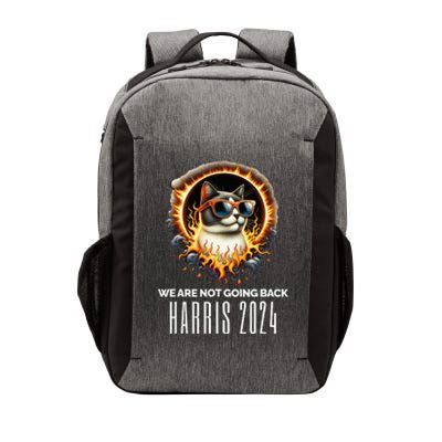 Harris 2024 We Are Not Going Back Funny Cat On Fire Democrat Vector Backpack