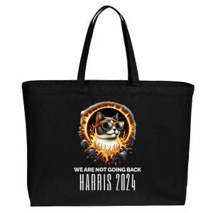 Harris 2024 We Are Not Going Back Funny Cat On Fire Democrat Cotton Canvas Jumbo Tote