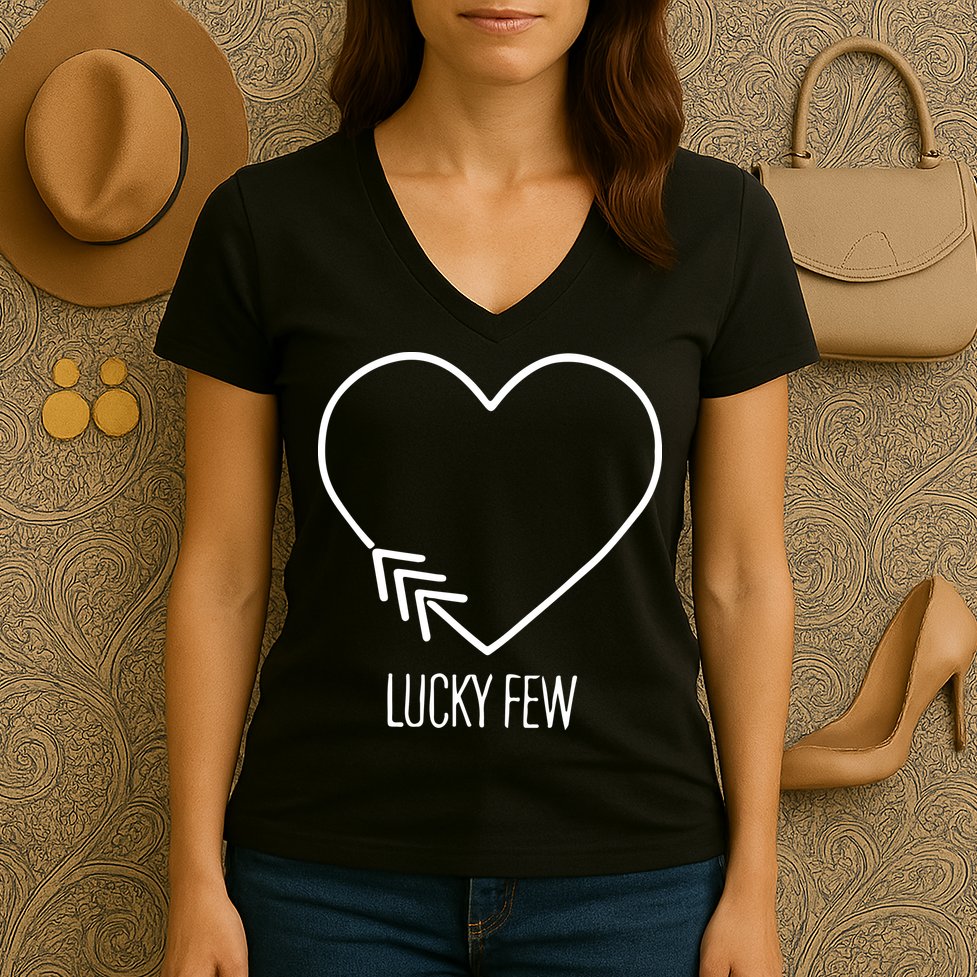 Heart 3 Arrows Lucky Few Tattoo Down Syndrome AwarenessDay Women's V-Neck T-Shirt