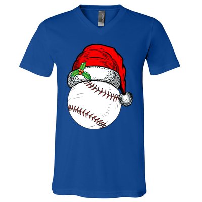 Holiday 365 Christmas Santa Hat Softball Sport Funny Gift V-Neck T-Shirt