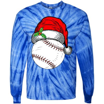 Holiday 365 Christmas Santa Hat Softball Sport Funny Gift Tie-Dye Long Sleeve Shirt