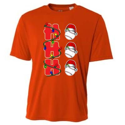 Holiday 365 Christmas Softball Ho Ho Ho Santa Hat Sport Funny Gift Cooling Performance Crew T-Shirt