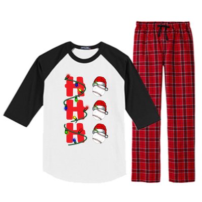 Holiday 365 Christmas Softball Ho Ho Ho Santa Hat Sport Funny Gift Raglan Sleeve Pajama Set