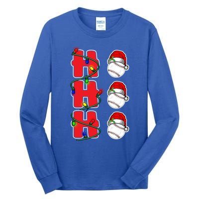 Holiday 365 Christmas Softball Ho Ho Ho Santa Hat Sport Funny Gift Tall Long Sleeve T-Shirt