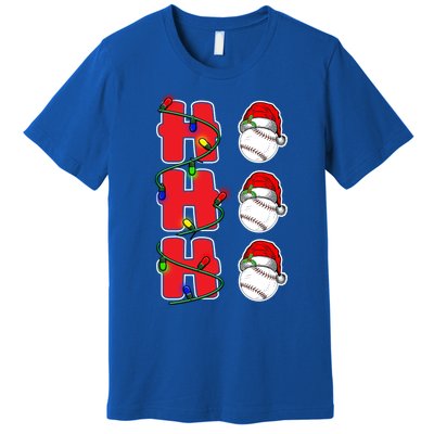 Holiday 365 Christmas Softball Ho Ho Ho Santa Hat Sport Funny Gift Premium T-Shirt