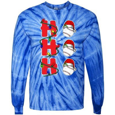 Holiday 365 Christmas Softball Ho Ho Ho Santa Hat Sport Funny Gift Tie-Dye Long Sleeve Shirt