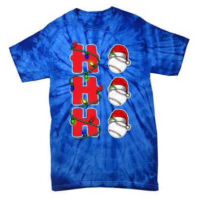 Holiday 365 Christmas Softball Ho Ho Ho Santa Hat Sport Funny Gift Tie-Dye T-Shirt