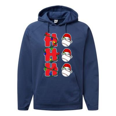 Holiday 365 Christmas Softball Ho Ho Ho Santa Hat Sport Funny Gift Performance Fleece Hoodie