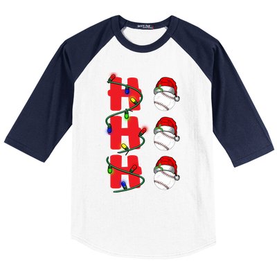 Holiday 365 Christmas Softball Ho Ho Ho Santa Hat Sport Funny Gift Baseball Sleeve Shirt