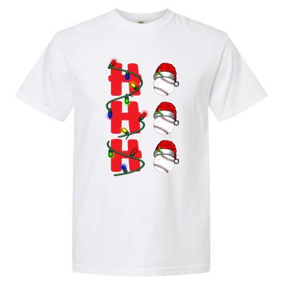 Holiday 365 Christmas Softball Ho Ho Ho Santa Hat Sport Funny Gift Garment-Dyed Heavyweight T-Shirt