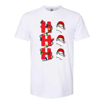 Holiday 365 Christmas Softball Ho Ho Ho Santa Hat Sport Funny Gift Softstyle CVC T-Shirt