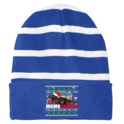 Holiday 365 Christmas Mamasaurus Mom T Rex Dinosaur Ugly Great Gift Striped Beanie with Solid Band