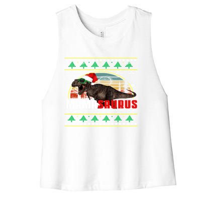 Holiday 365 Christmas Mamasaurus Mom T Rex Dinosaur Ugly Great Gift Women's Racerback Cropped Tank