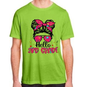 Hello 3rd Grade Messy Bun Back To School First Day Adult ChromaSoft Performance T-Shirt