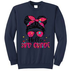 Hello 3rd Grade Messy Bun Back To School First Day Sweatshirt