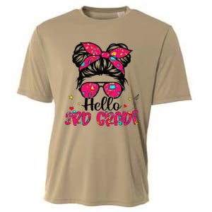 Hello 3rd Grade Messy Bun Back To School First Day Cooling Performance Crew T-Shirt