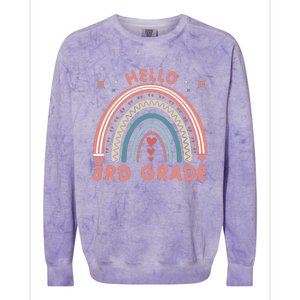 Hello 3rd Grade Rainbow Heart Back To School Teachers Colorblast Crewneck Sweatshirt