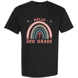 Hello 3rd Grade Rainbow Heart Back To School Teachers Garment-Dyed Heavyweight T-Shirt