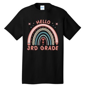 Hello 3rd Grade Rainbow Heart Back To School Teachers Tall T-Shirt