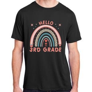 Hello 3rd Grade Rainbow Heart Back To School Teachers Adult ChromaSoft Performance T-Shirt