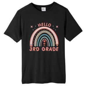 Hello 3rd Grade Rainbow Heart Back To School Teachers Tall Fusion ChromaSoft Performance T-Shirt