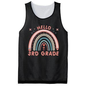 Hello 3rd Grade Rainbow Heart Back To School Teachers Mesh Reversible Basketball Jersey Tank