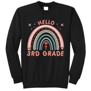 Hello 3rd Grade Rainbow Heart Back To School Teachers Tall Sweatshirt