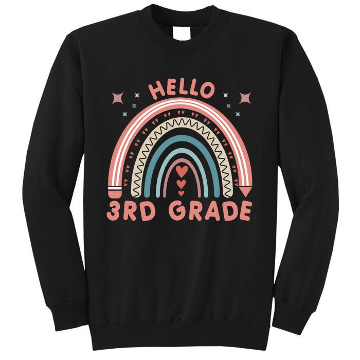 Hello 3rd Grade Rainbow Heart Back To School Teachers Tall Sweatshirt