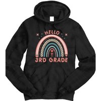 Hello 3rd Grade Rainbow Heart Back To School Teachers Tie Dye Hoodie