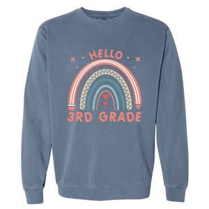 Hello 3rd Grade Rainbow Heart Back To School Teachers Garment-Dyed Sweatshirt