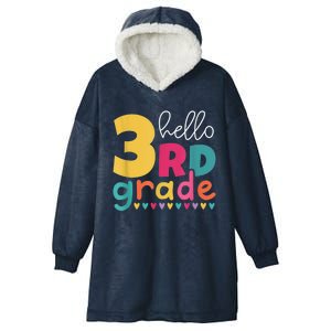 Hello 3Rd Grade First Day Back To School Third Grade Teacher Gift Hooded Wearable Blanket