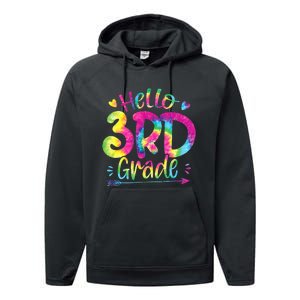 Hello 3rd Grade Teachers Students Tie Dye Back To School Performance Fleece Hoodie