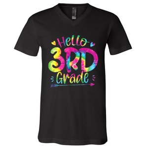 Hello 3rd Grade Teachers Students Tie Dye Back To School V-Neck T-Shirt