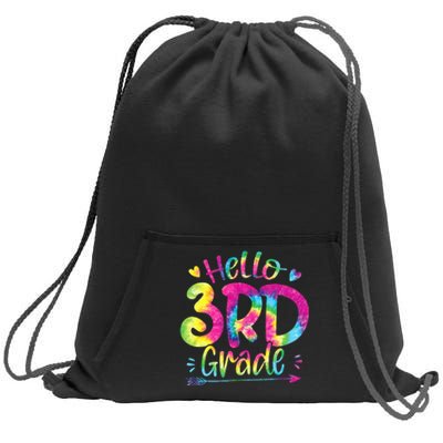 Hello 3rd Grade Teachers Students Tie Dye Back To School Sweatshirt Cinch Pack Bag