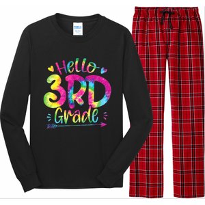 Hello 3rd Grade Teachers Students Tie Dye Back To School Long Sleeve Pajama Set