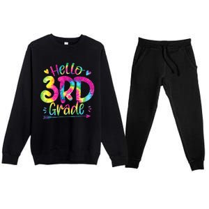 Hello 3rd Grade Teachers Students Tie Dye Back To School Premium Crewneck Sweatsuit Set