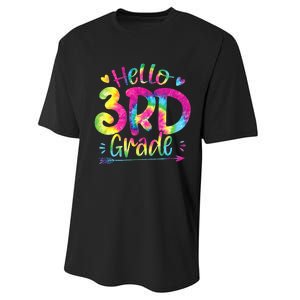 Hello 3rd Grade Teachers Students Tie Dye Back To School Performance Sprint T-Shirt