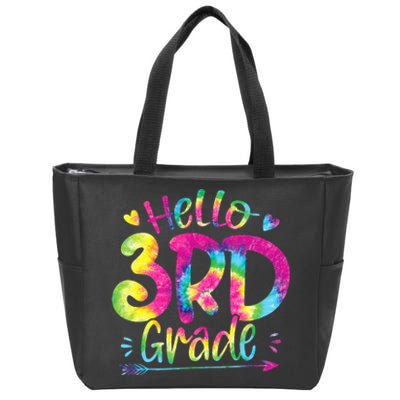 Hello 3rd Grade Teachers Students Tie Dye Back To School Zip Tote Bag