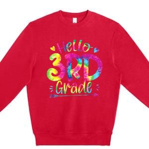 Hello 3rd Grade Teachers Students Tie Dye Back To School Premium Crewneck Sweatshirt