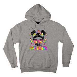 Hello 3rd Grade Third Back To School Tie Dye Messy Bun Tall Hoodie