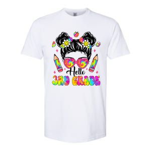 Hello 3rd Grade Third Back To School Tie Dye Messy Bun Softstyle CVC T-Shirt