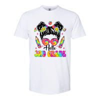 Hello 3rd Grade Third Back To School Tie Dye Messy Bun Softstyle CVC T-Shirt