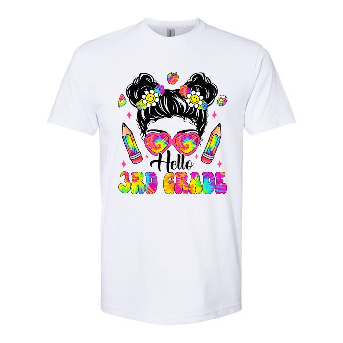 Hello 3rd Grade Third Back To School Tie Dye Messy Bun Softstyle CVC T-Shirt