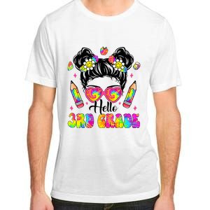 Hello 3rd Grade Third Back To School Tie Dye Messy Bun Adult ChromaSoft Performance T-Shirt