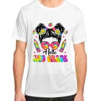 Hello 3rd Grade Third Back To School Tie Dye Messy Bun Adult ChromaSoft Performance T-Shirt