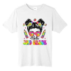 Hello 3rd Grade Third Back To School Tie Dye Messy Bun Tall Fusion ChromaSoft Performance T-Shirt